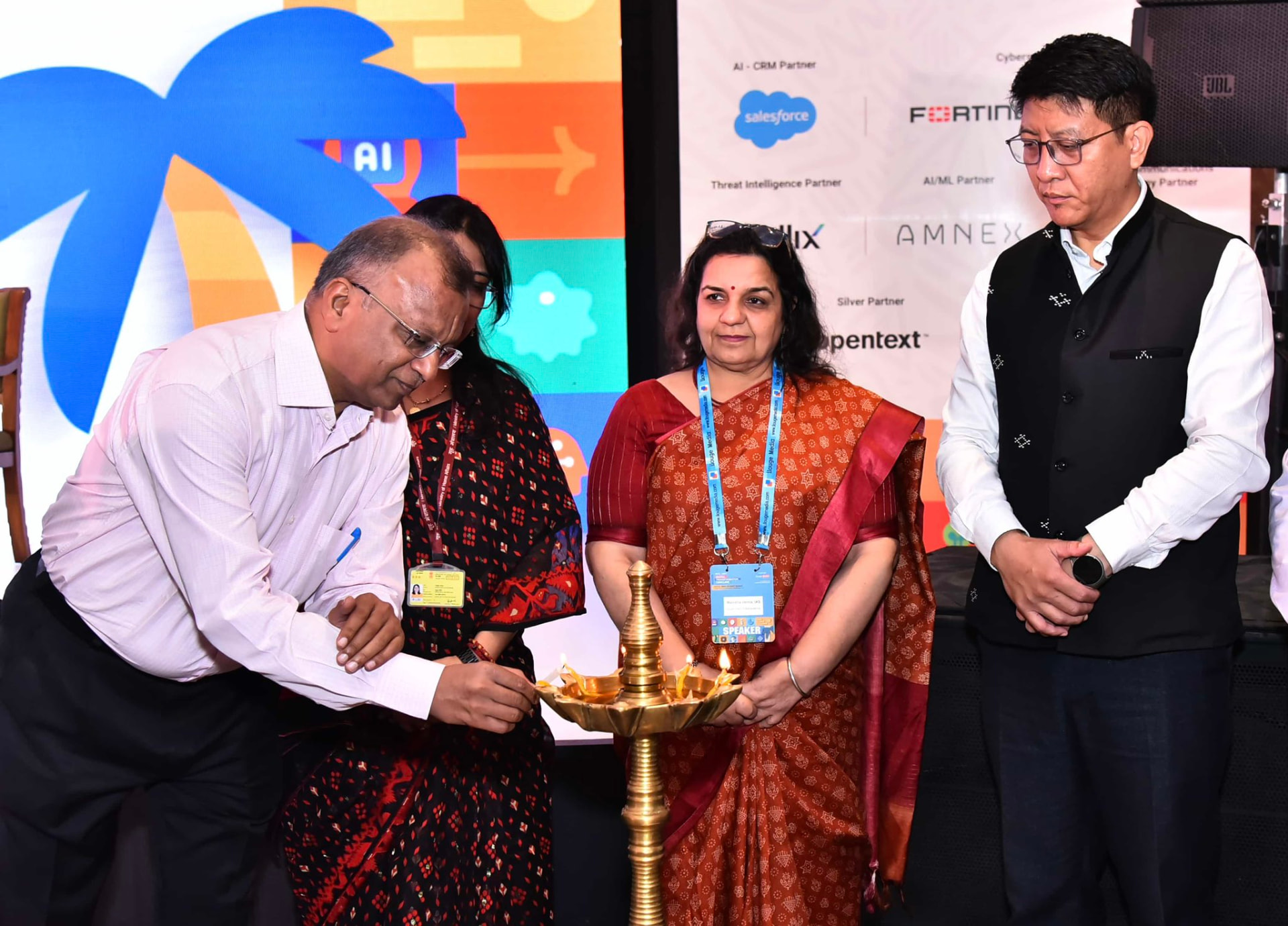 Dr. Subodh Agarwal IAS lighting the ceremonial lamp at an official function